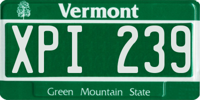 VT license plate XPI239
