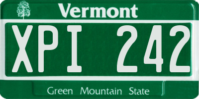 VT license plate XPI242