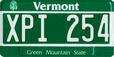 VT license plate XPI254