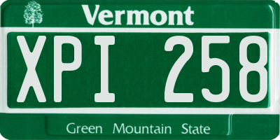 VT license plate XPI258