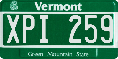 VT license plate XPI259