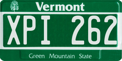 VT license plate XPI262