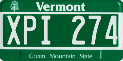 VT license plate XPI274