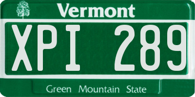 VT license plate XPI289