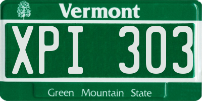 VT license plate XPI303
