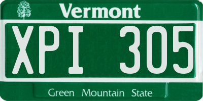 VT license plate XPI305