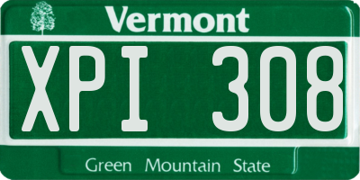 VT license plate XPI308