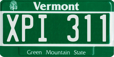 VT license plate XPI311