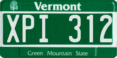 VT license plate XPI312