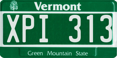 VT license plate XPI313