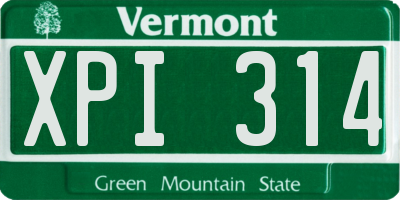 VT license plate XPI314