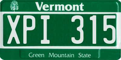 VT license plate XPI315