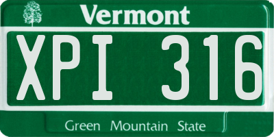 VT license plate XPI316