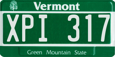 VT license plate XPI317