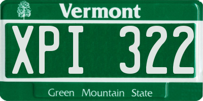 VT license plate XPI322