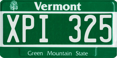VT license plate XPI325