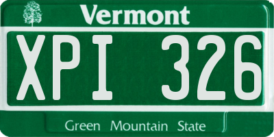 VT license plate XPI326