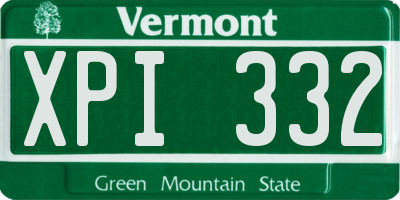 VT license plate XPI332