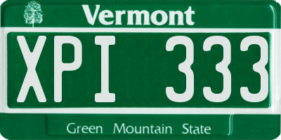 VT license plate XPI333