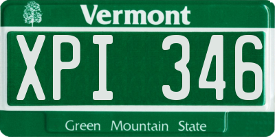 VT license plate XPI346