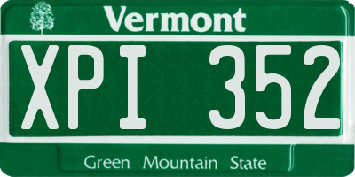 VT license plate XPI352