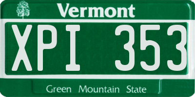 VT license plate XPI353