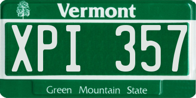 VT license plate XPI357