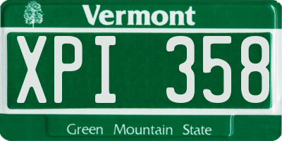 VT license plate XPI358