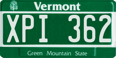 VT license plate XPI362