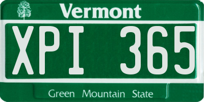 VT license plate XPI365