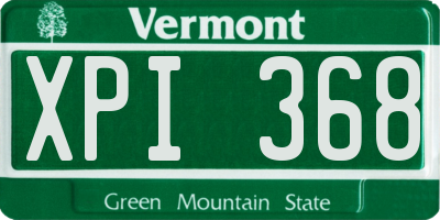 VT license plate XPI368
