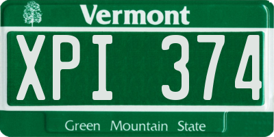 VT license plate XPI374