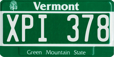 VT license plate XPI378
