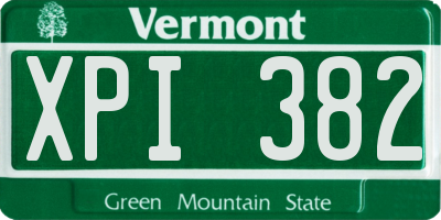 VT license plate XPI382