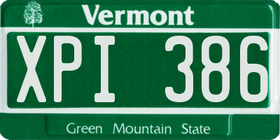VT license plate XPI386