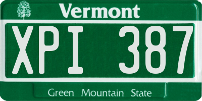 VT license plate XPI387