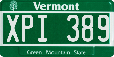 VT license plate XPI389