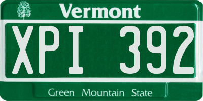 VT license plate XPI392