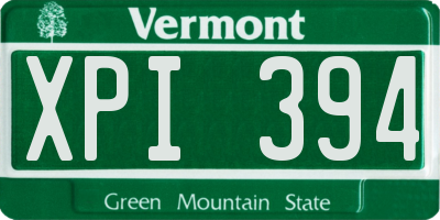 VT license plate XPI394