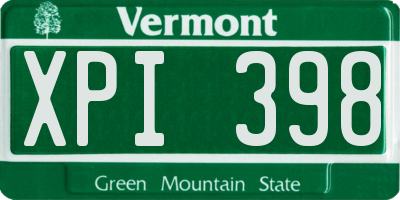 VT license plate XPI398