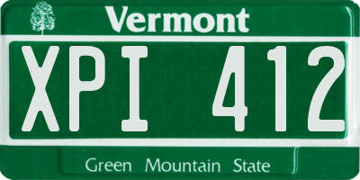 VT license plate XPI412
