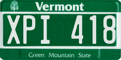 VT license plate XPI418
