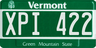 VT license plate XPI422
