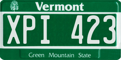 VT license plate XPI423