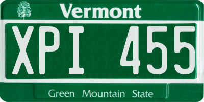 VT license plate XPI455