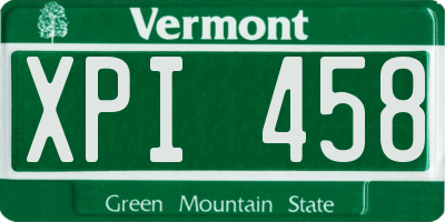 VT license plate XPI458