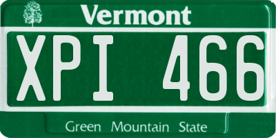 VT license plate XPI466
