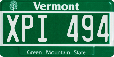 VT license plate XPI494