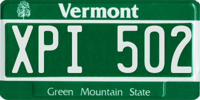 VT license plate XPI502