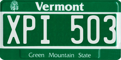 VT license plate XPI503